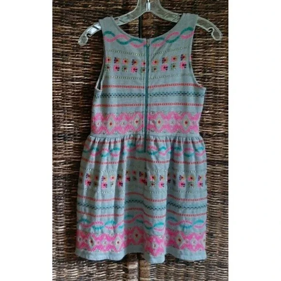 Peek Embroidered Tank Dress Girls XL Gray Kids Metallic Floral Party Sleeveless - Picture 5 of 8